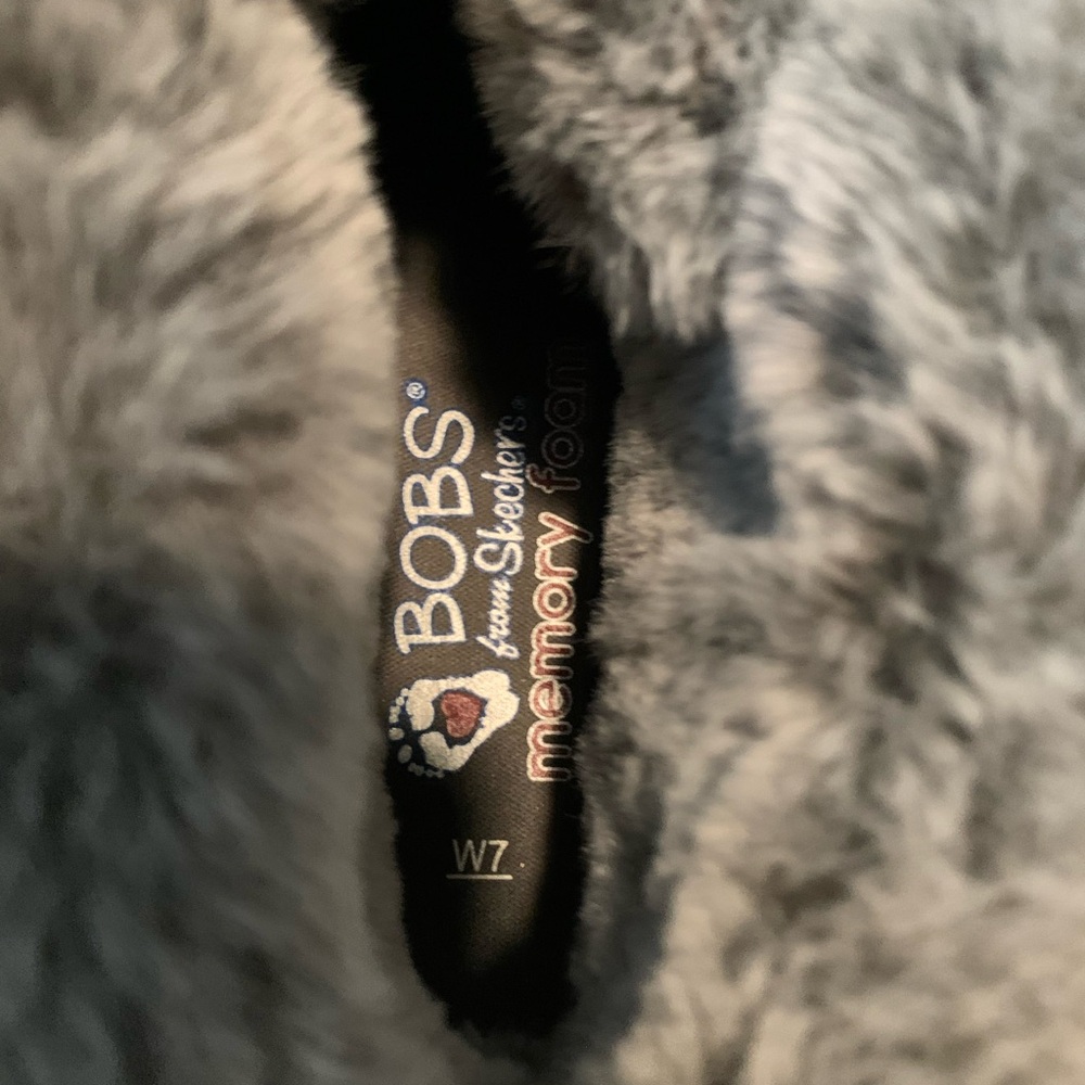 Skechers Bobs gray fleece lined casual shoes size 7 comfort memory foam sneakers - Picture 5 of 7